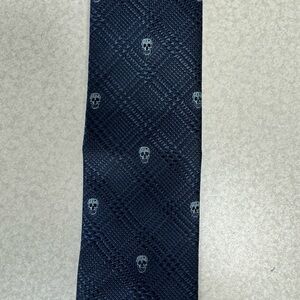 Alexander McQueen Blue and White Skull Pattern Tie